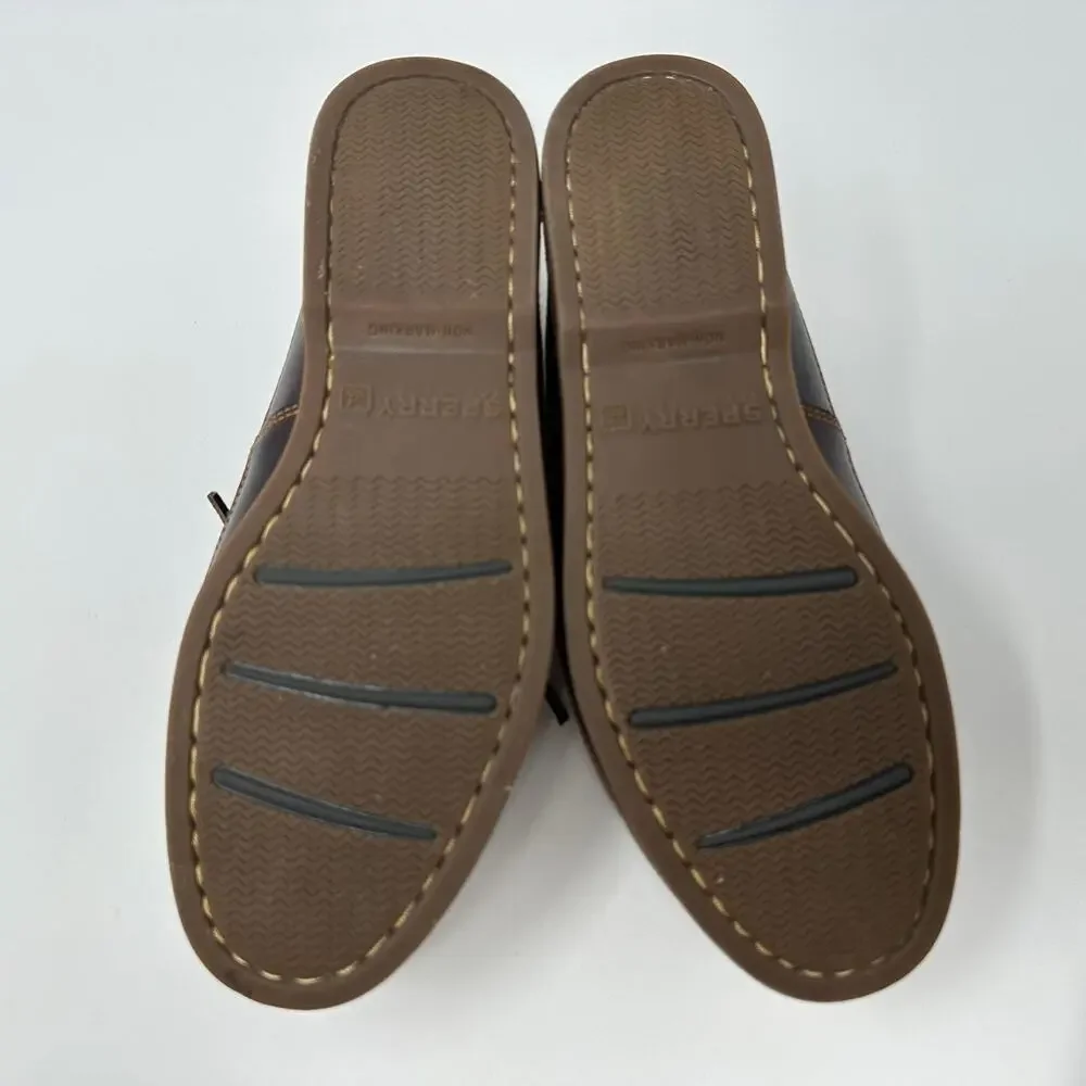 Sperry Top-Sider 2-Eye Leather Boat Shoes Mens 11 W Brown Deck Moccasin Slip On